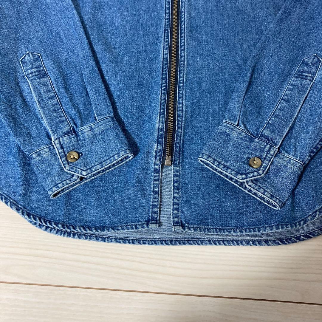 【超人気モデル!!】シュプリーム フロントジップ バック刺繍ロゴ デニムシャツ