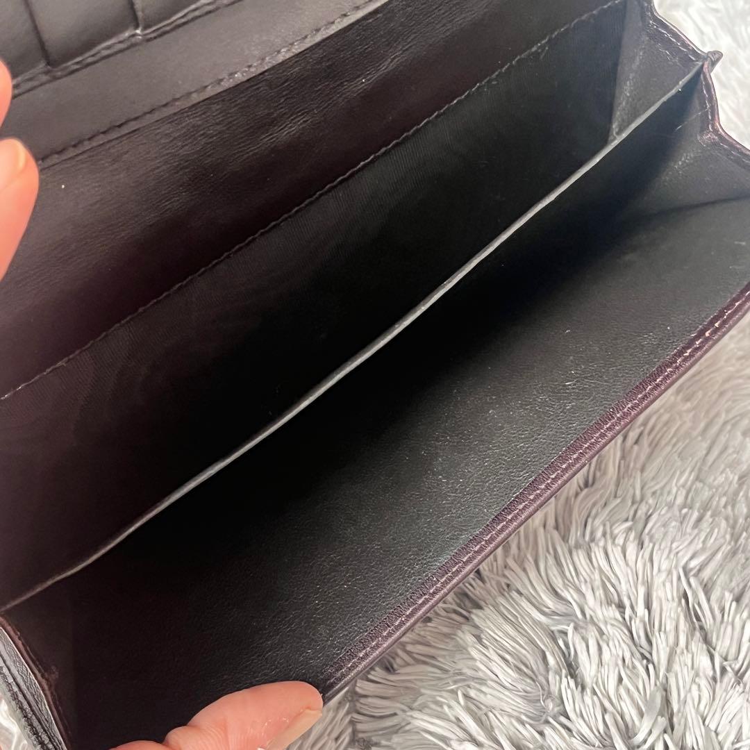 美品✨GUCCI シマ　シェリーライン　ダークブラウン　長財布　ロゴプレート