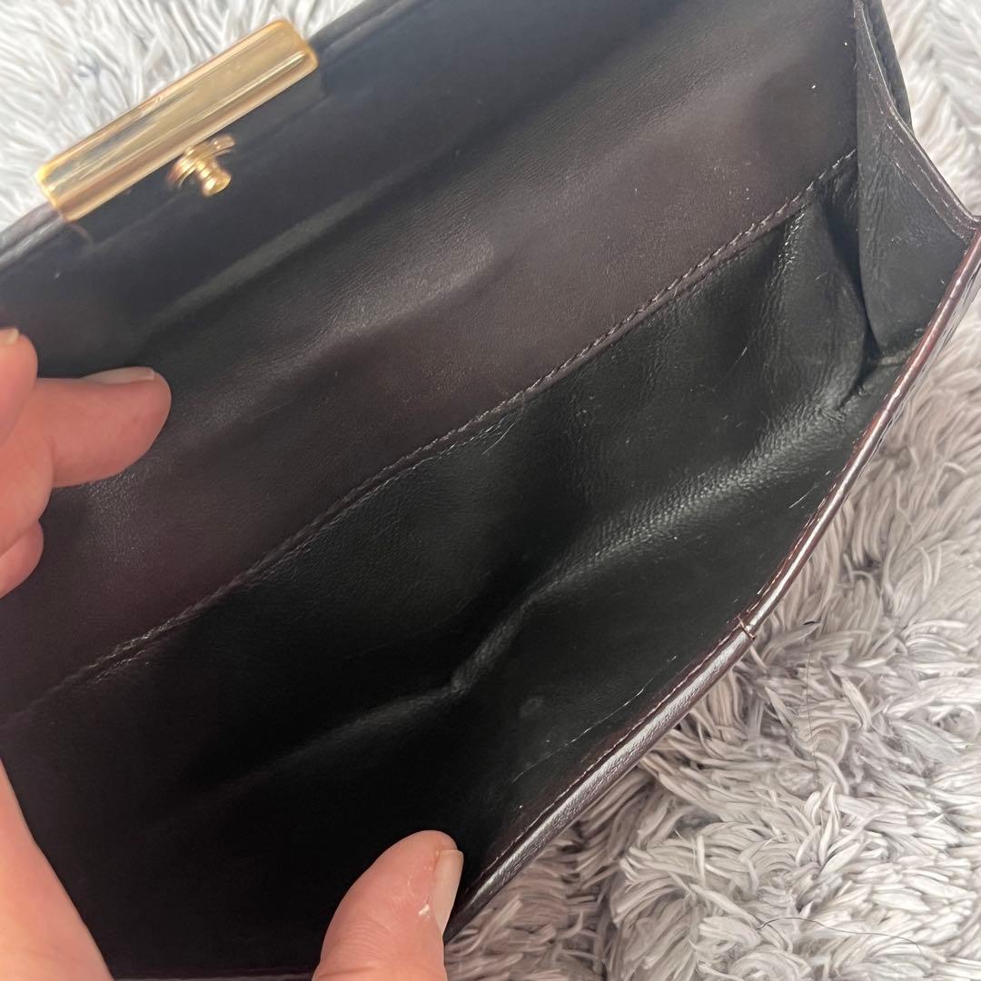 美品✨GUCCI シマ　シェリーライン　ダークブラウン　長財布　ロゴプレート