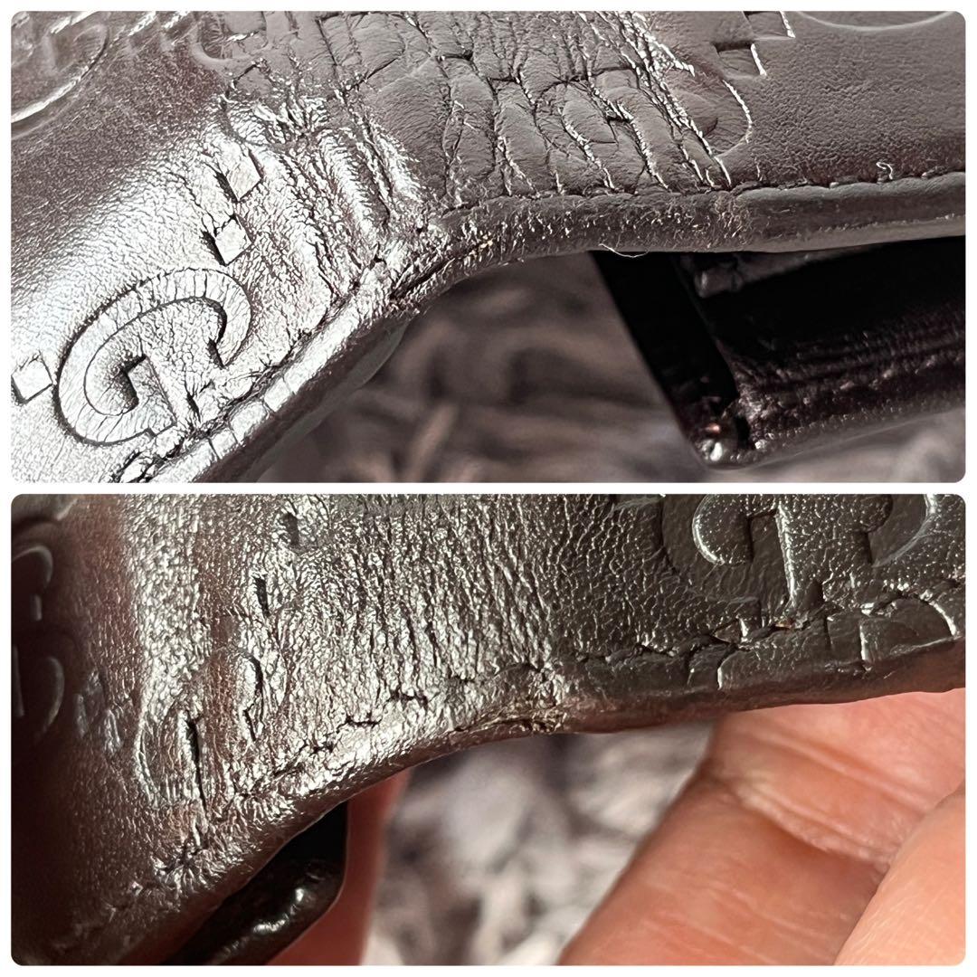 美品✨GUCCI シマ　シェリーライン　ダークブラウン　長財布　ロゴプレート