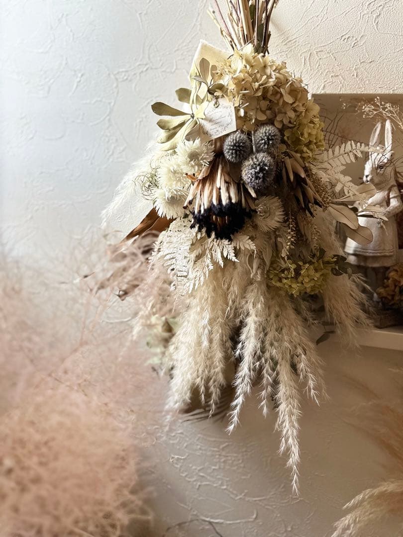 ＊プロテアとパンパスグラスのアンティークスワッグ＊　73㌢　ネイティブフラワー