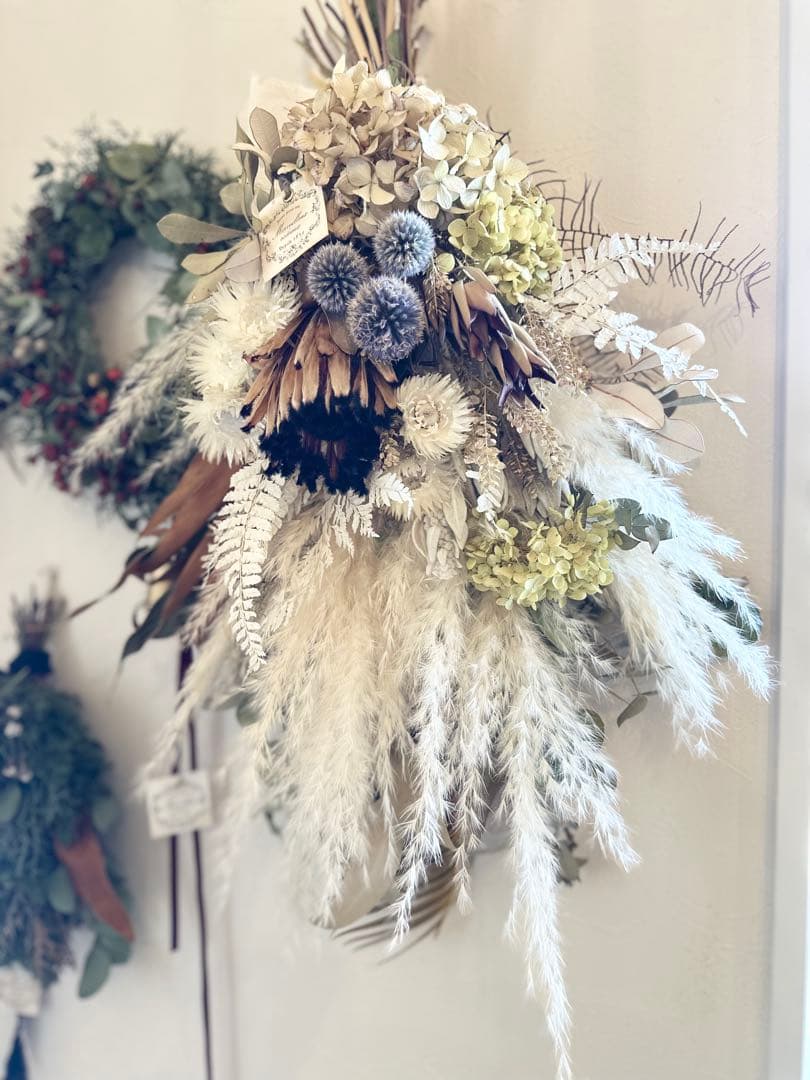 ＊プロテアとパンパスグラスのアンティークスワッグ＊　73㌢　ネイティブフラワー