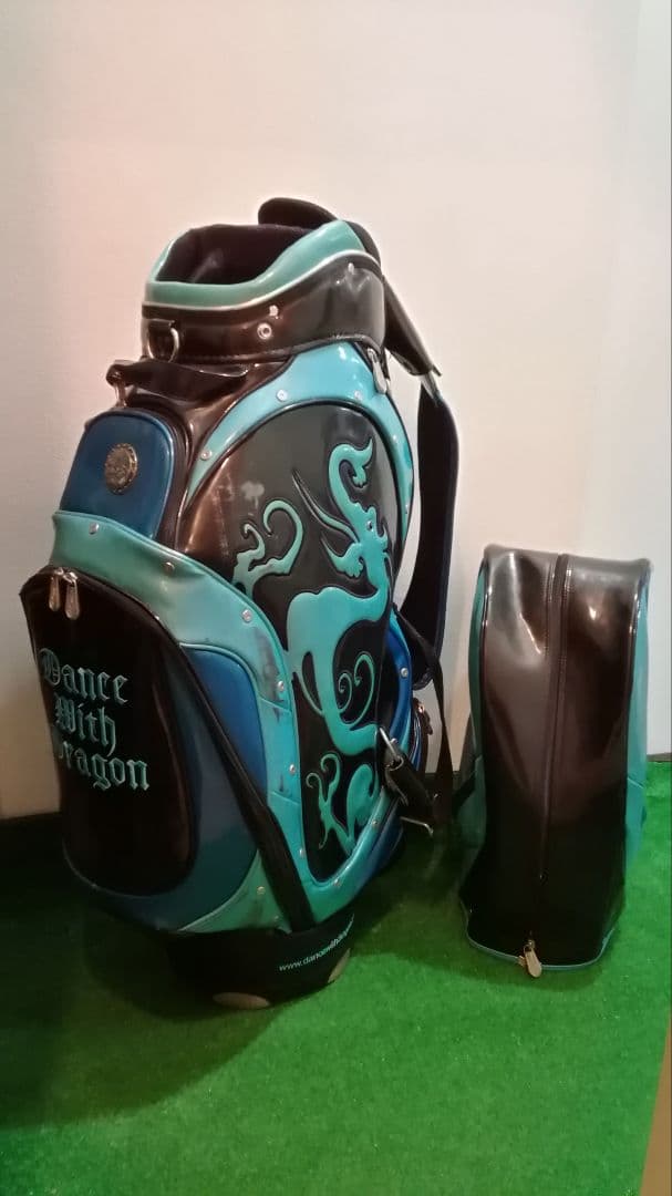 ダンスウィズドラゴン　キャディバッグ　エナメル　ブラック×ブルー