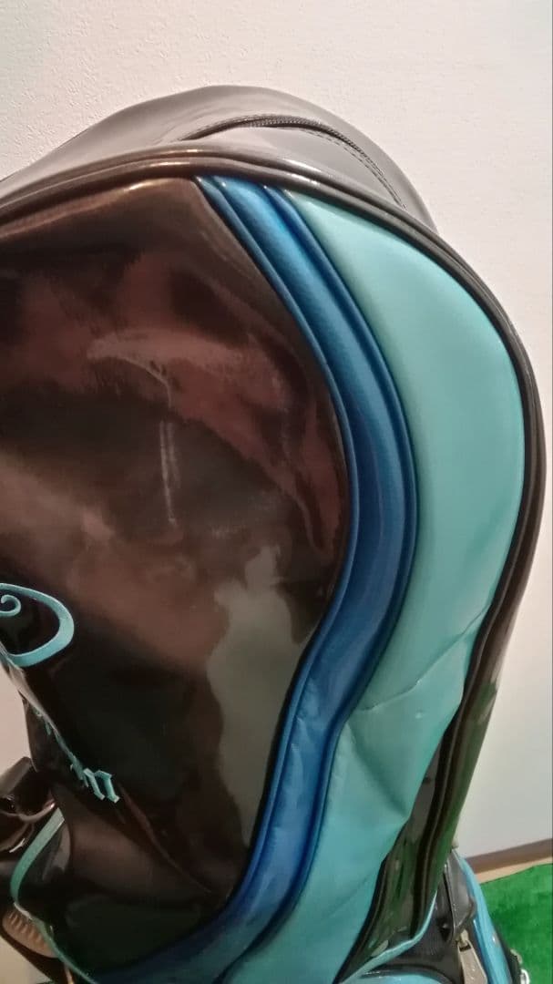 ダンスウィズドラゴン　キャディバッグ　エナメル　ブラック×ブルー