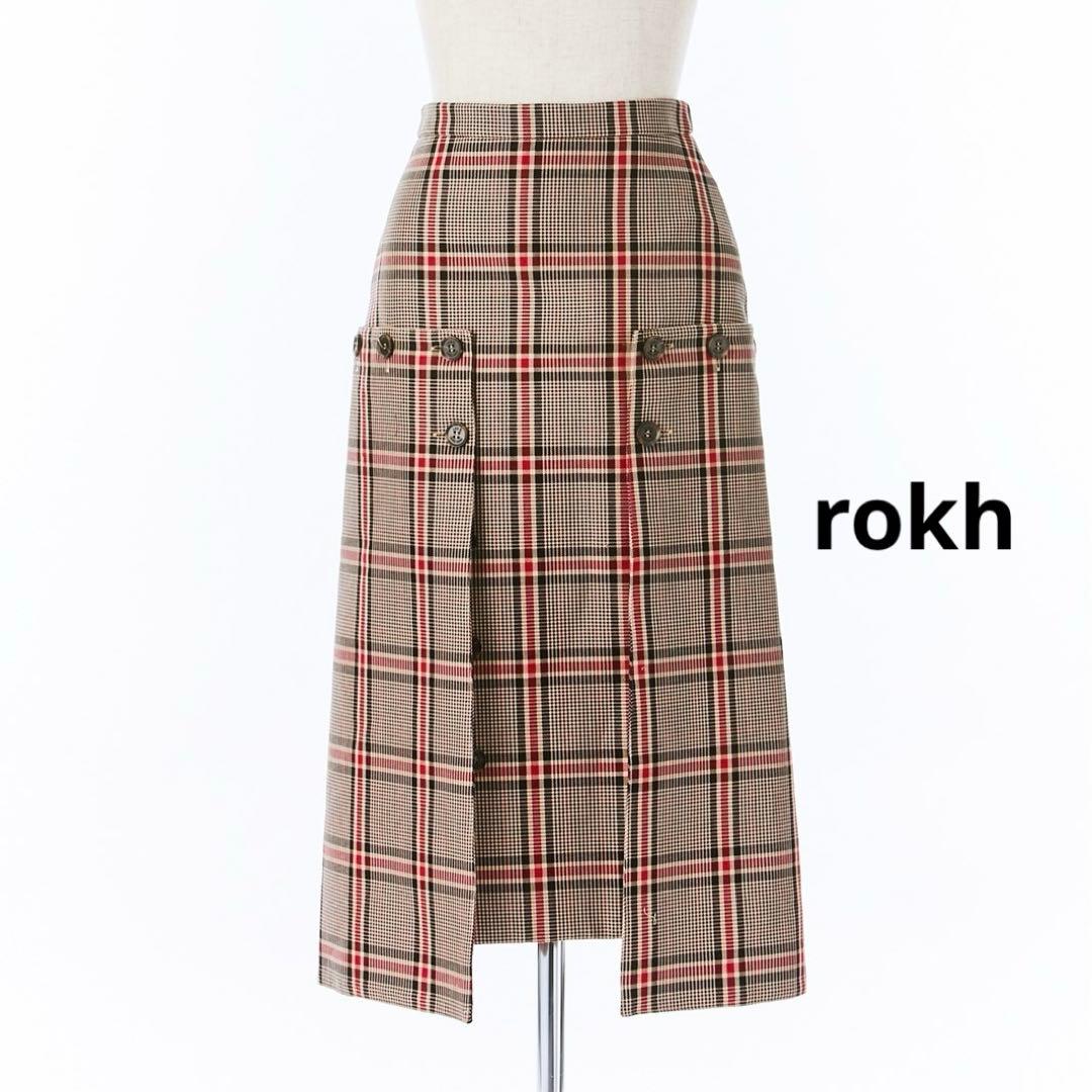 rohk 変形デザインチェックスカート