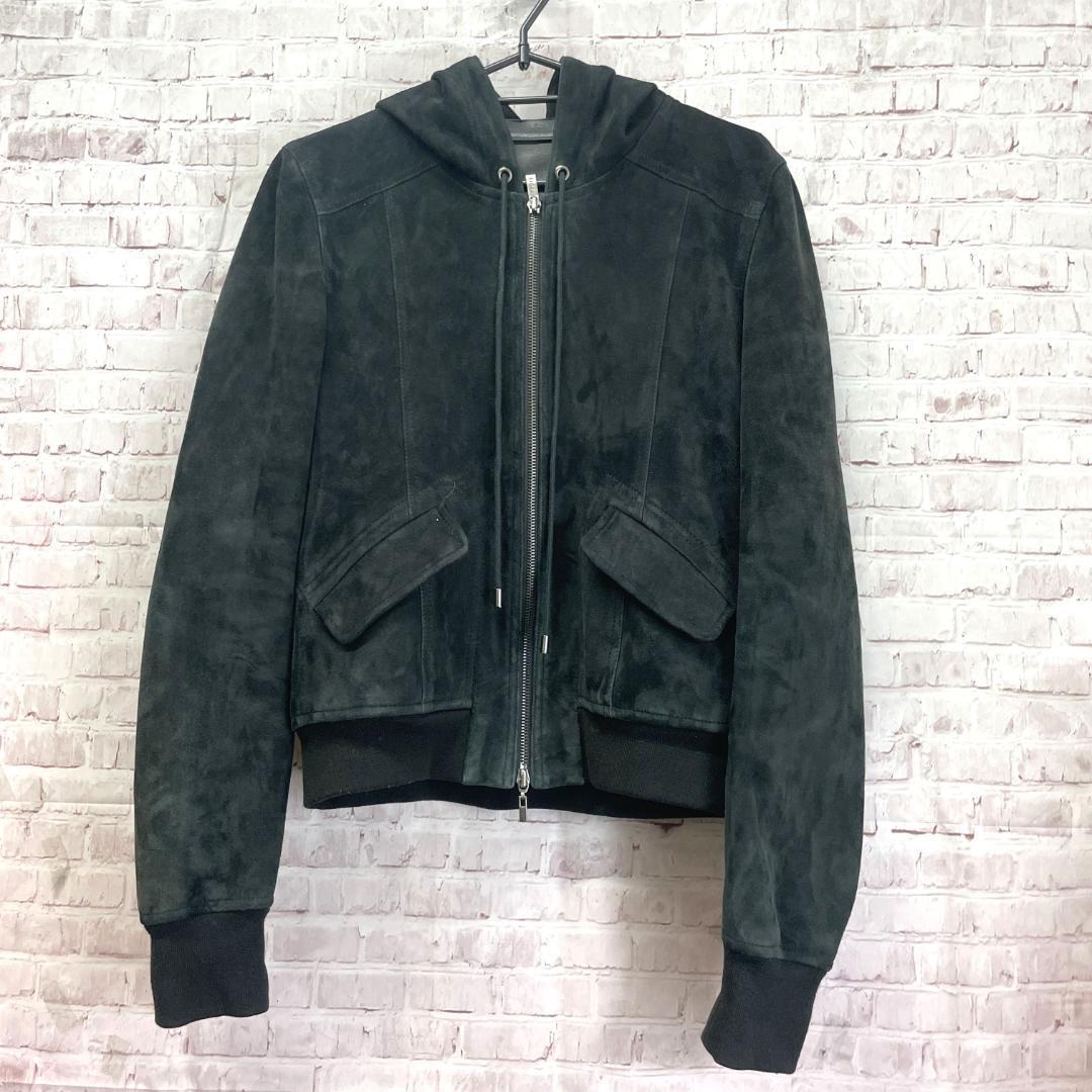 Theory　ブルゾン　ブラック　黒　ラム　2　レディース　フード付き