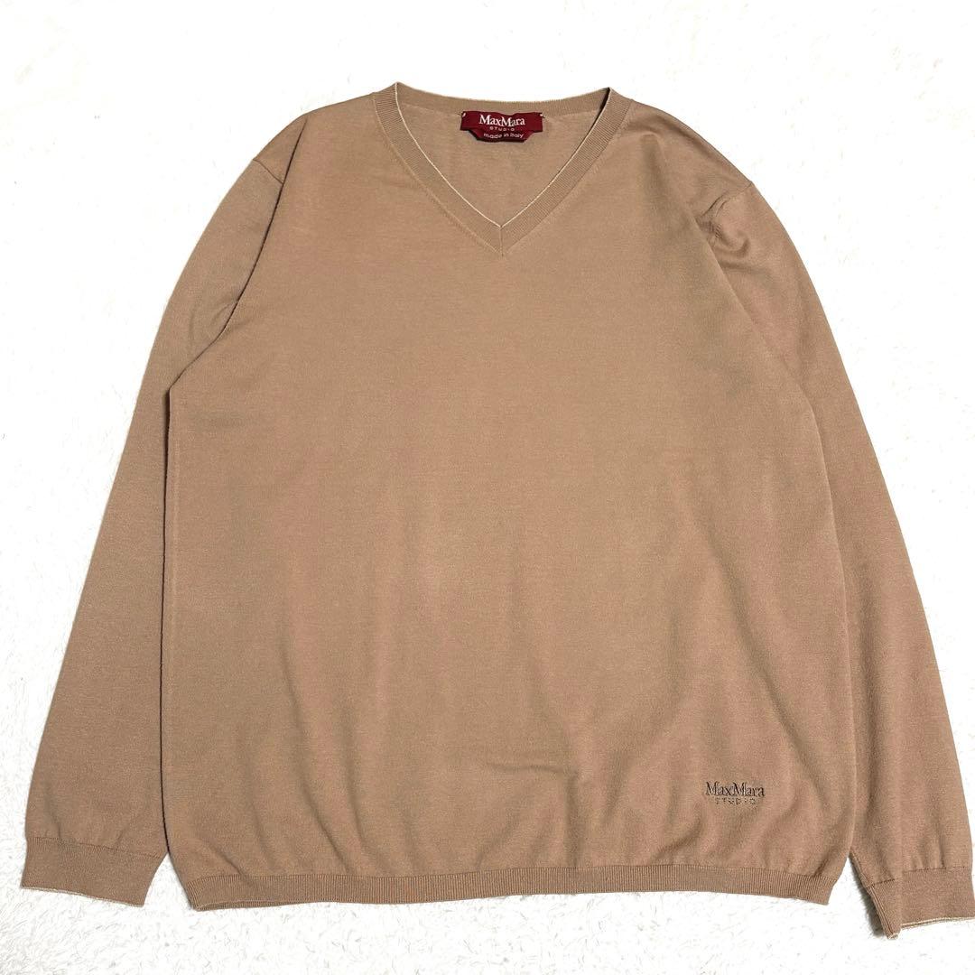 現行　マックスマーラ　ステュディオ　Vネック　ロゴ刺繍　キャメルカラー　M