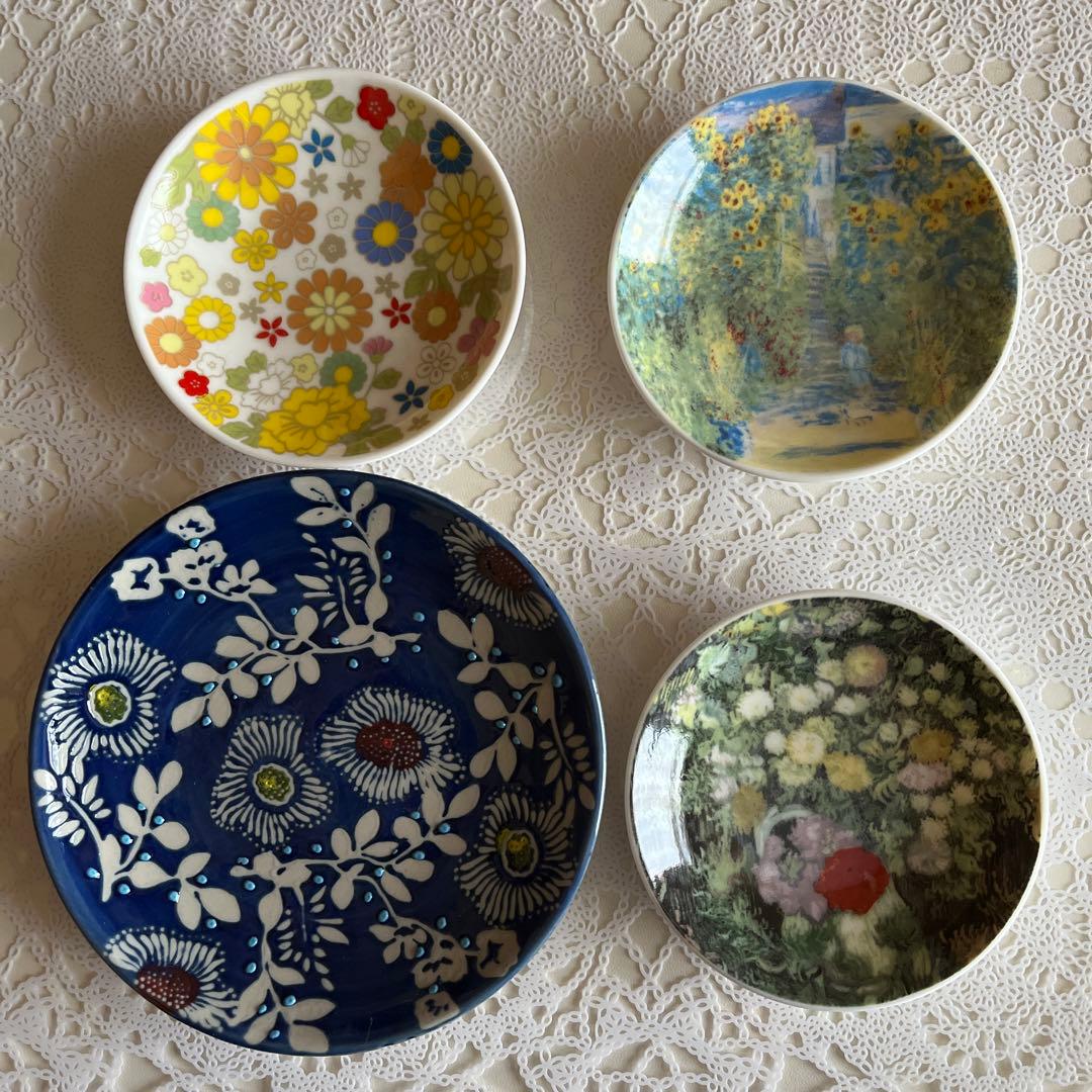 セリア　食器　小皿　豆皿　華やぎ　絵画　フラワー　花柄　まとめ売り