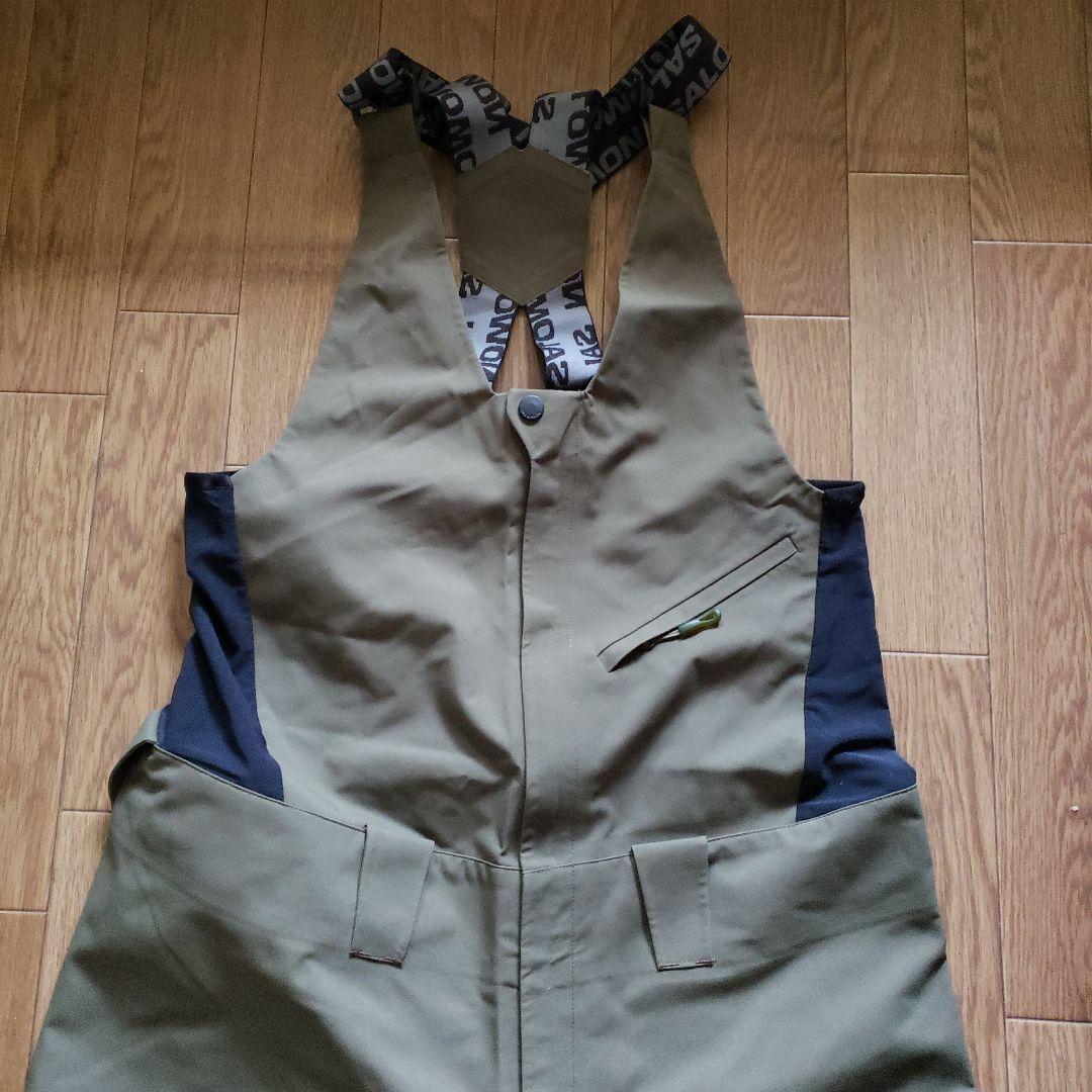 【超美品】Salomon ビブパンツ カーキ Ｓ