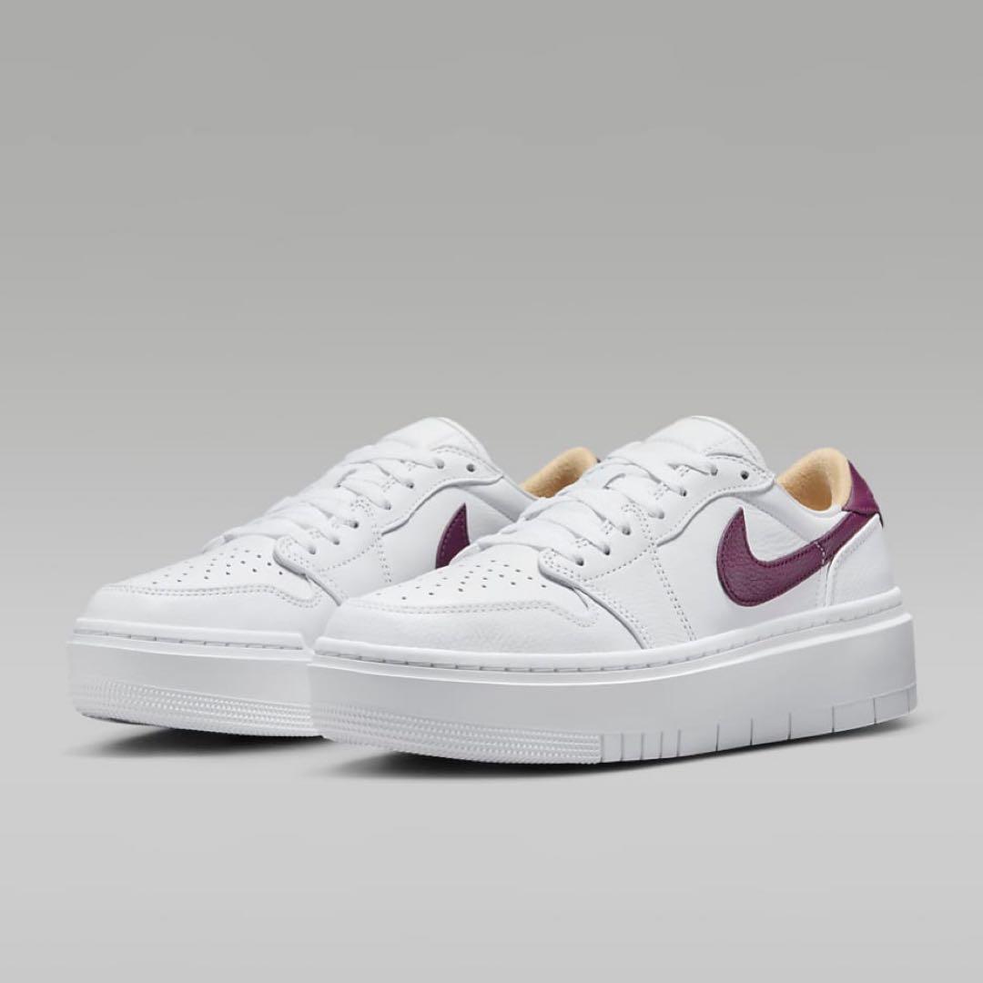 【新品23.5cm】NIKE｜エアジョーダン１｜ホワイト/ボルドー 厚底