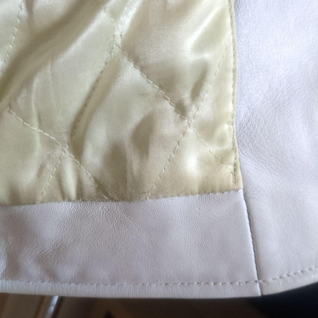 革ジャン 白 メンズ 本革 ホワイトレザー ダブル ライダースジャケット