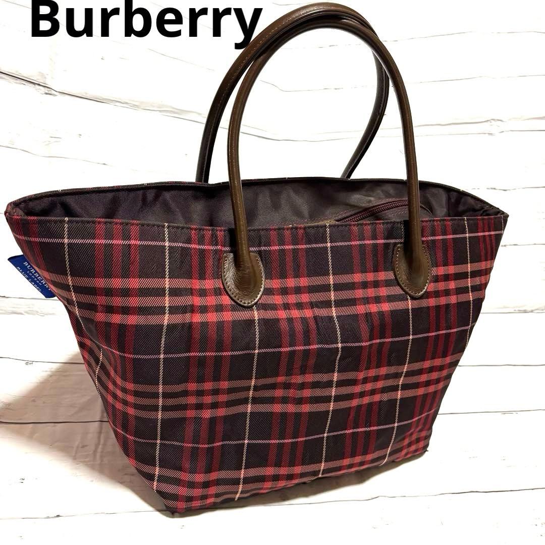希少カラー バーバリー ブルーレーベル トートバッグ ノバチェック　レッド
