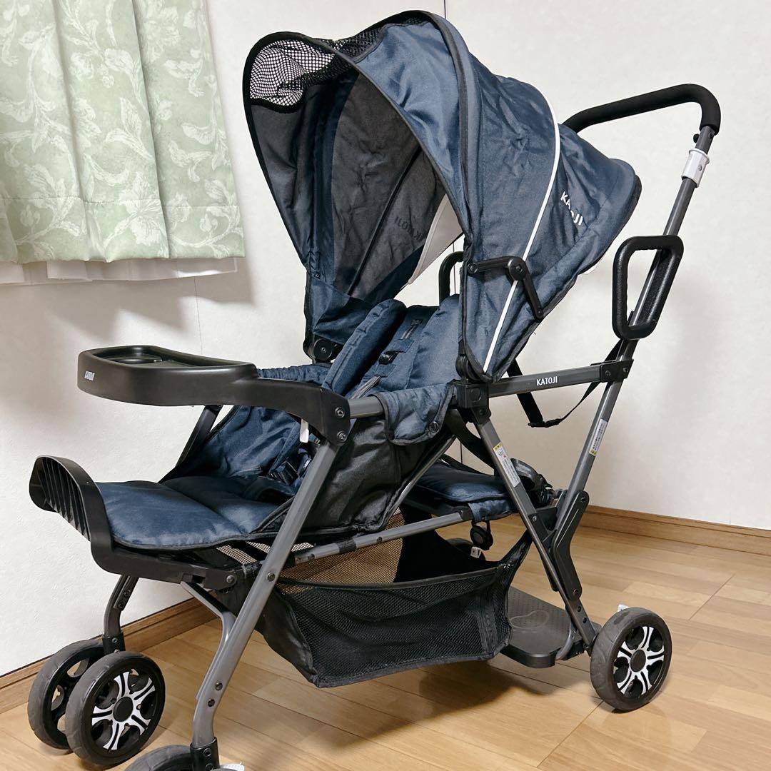 KATOJI 2人乗りベビーカー ネイビー 2人でゴー