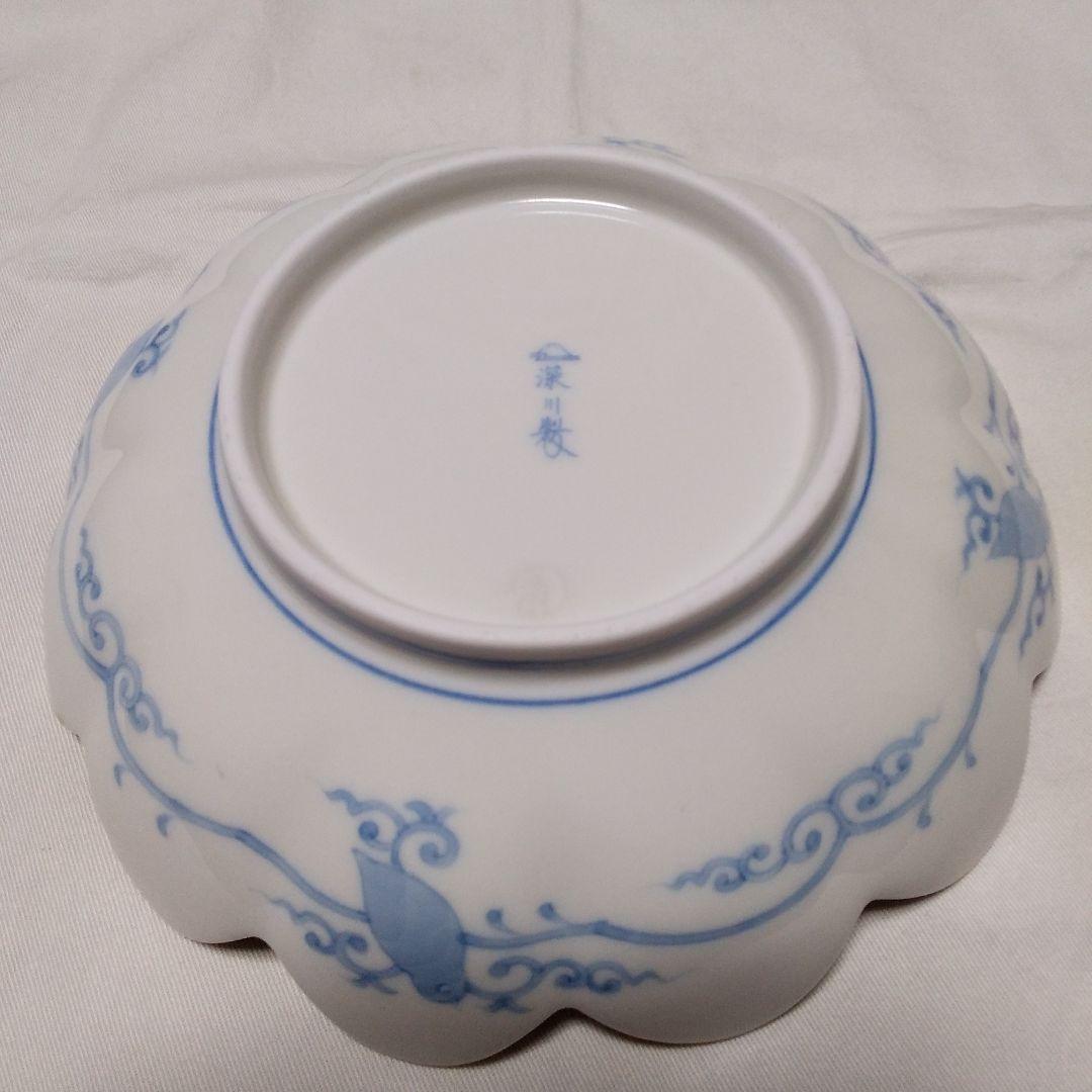 深川製磁 染錦金彩鳳凰菊割 中皿