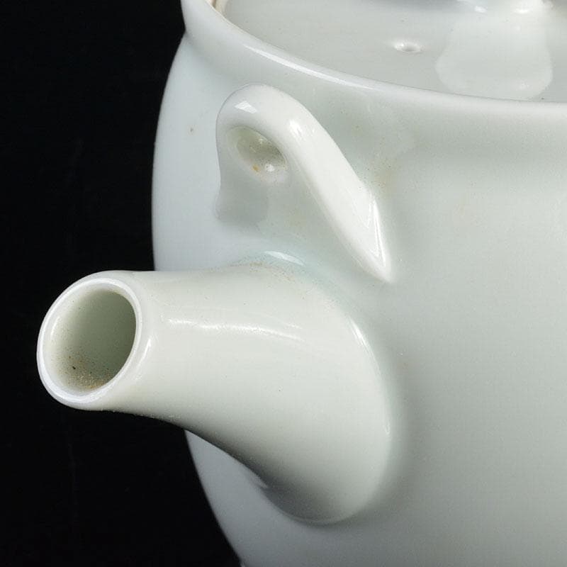 日本画家　郷倉千靱作　染付釉裏紅　花文　急須　共箱　M　R4346