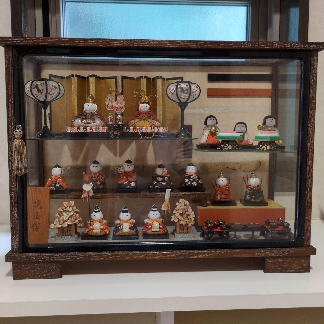 昭和レトロ　雛人形五段飾りガラスケース付き