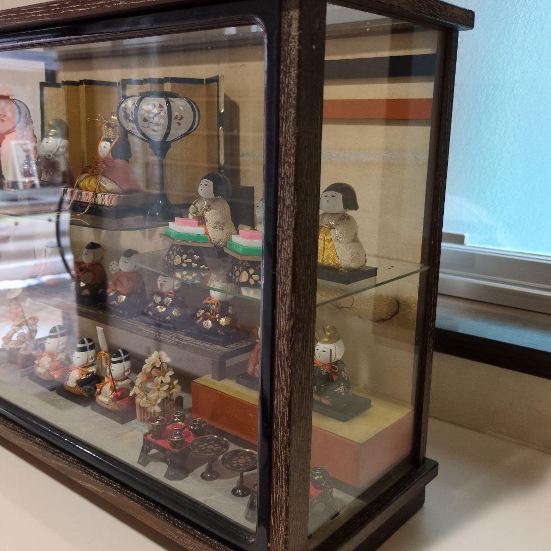昭和レトロ　雛人形五段飾りガラスケース付き