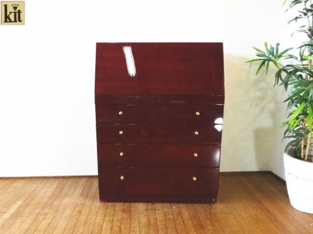 北谷家具　キットファニチャー　仔山羊革張り　ジュエリーボックス　ミラー付チェスト