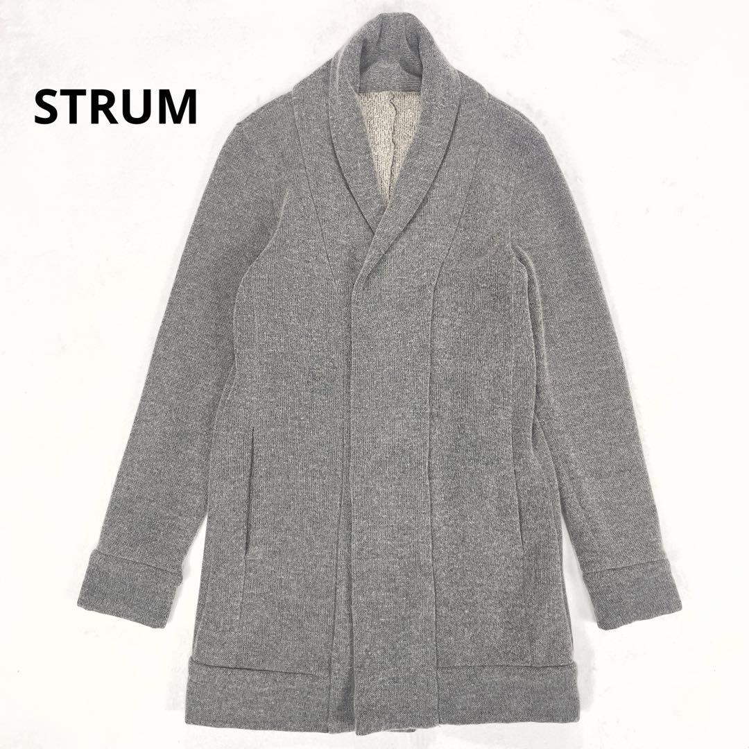 STRUM ウール×コットン ショールカラー ロングカーディガン M グレー