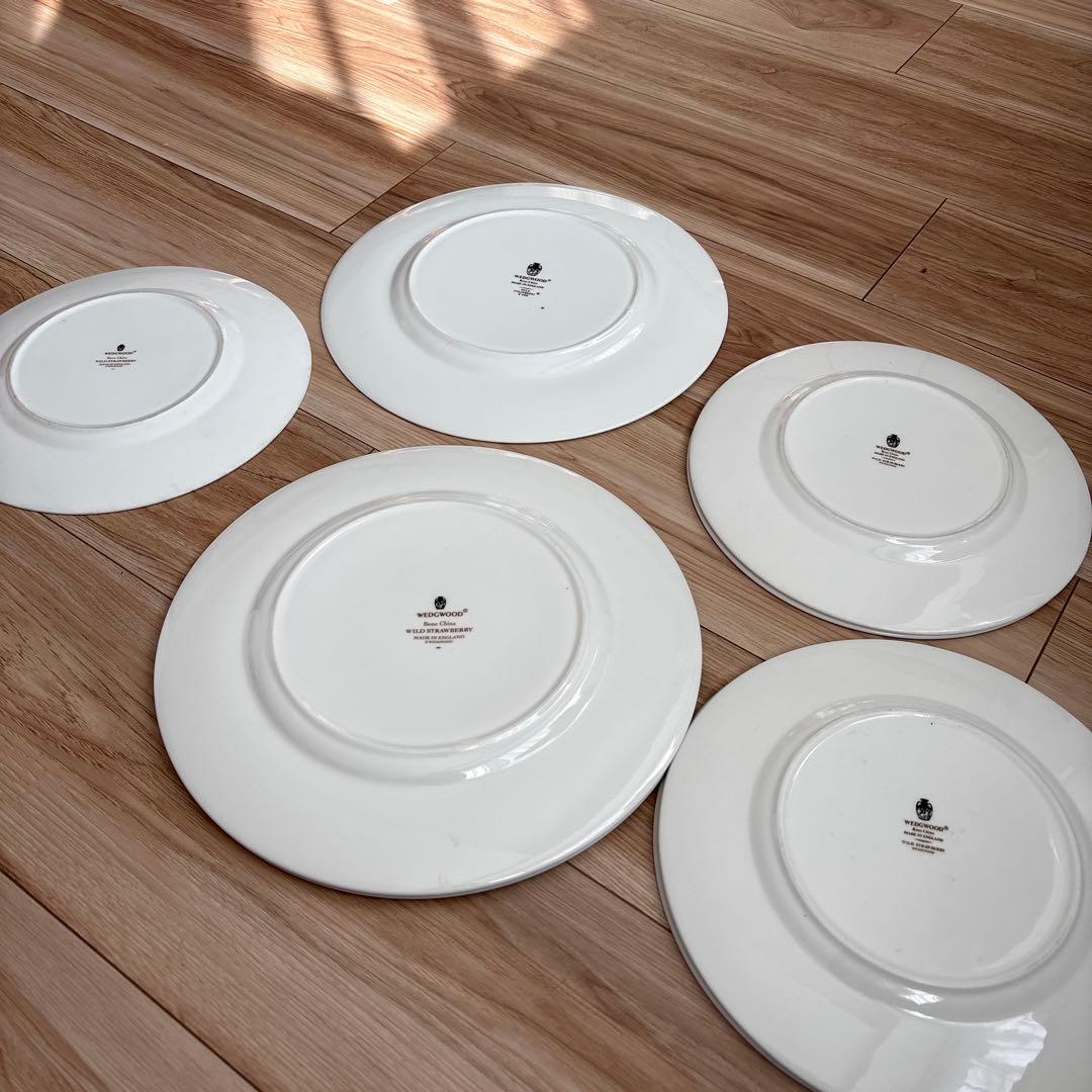 【希少 黒壺】ウェッジウッド ワイルドストロベリー プレート 8枚セット 英国製