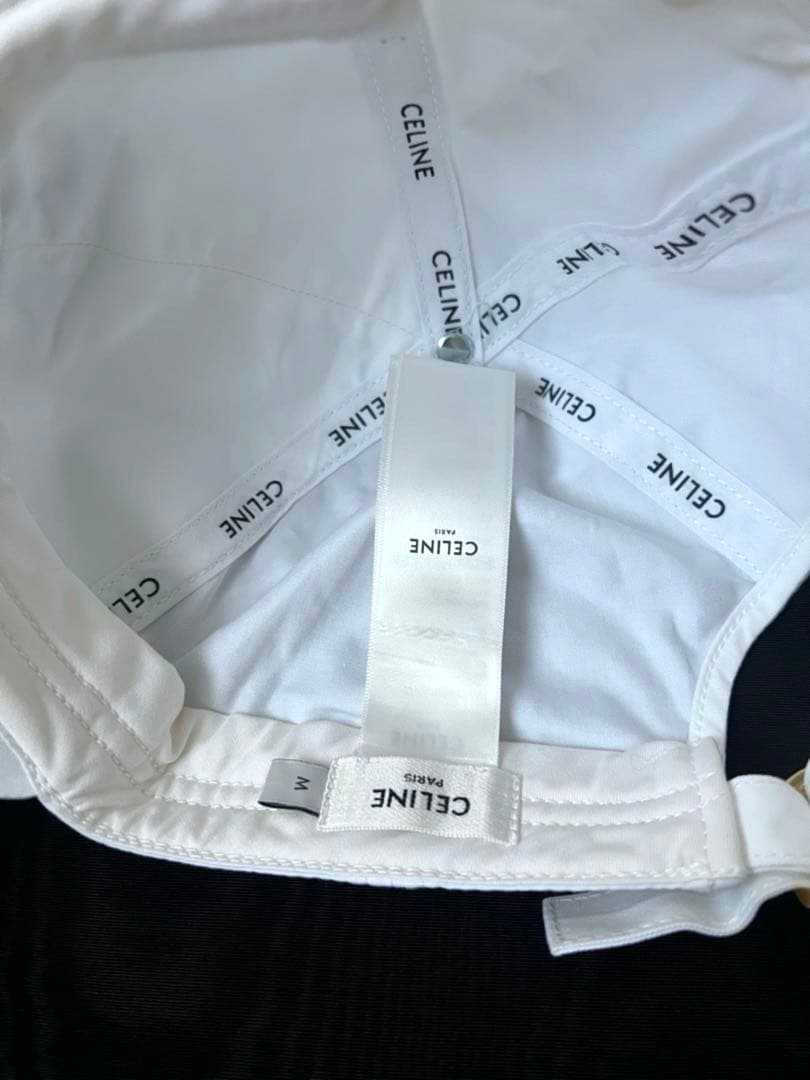 CELINE セリーヌ トリオンフ ホワイト ベースボールキャップ 帽子