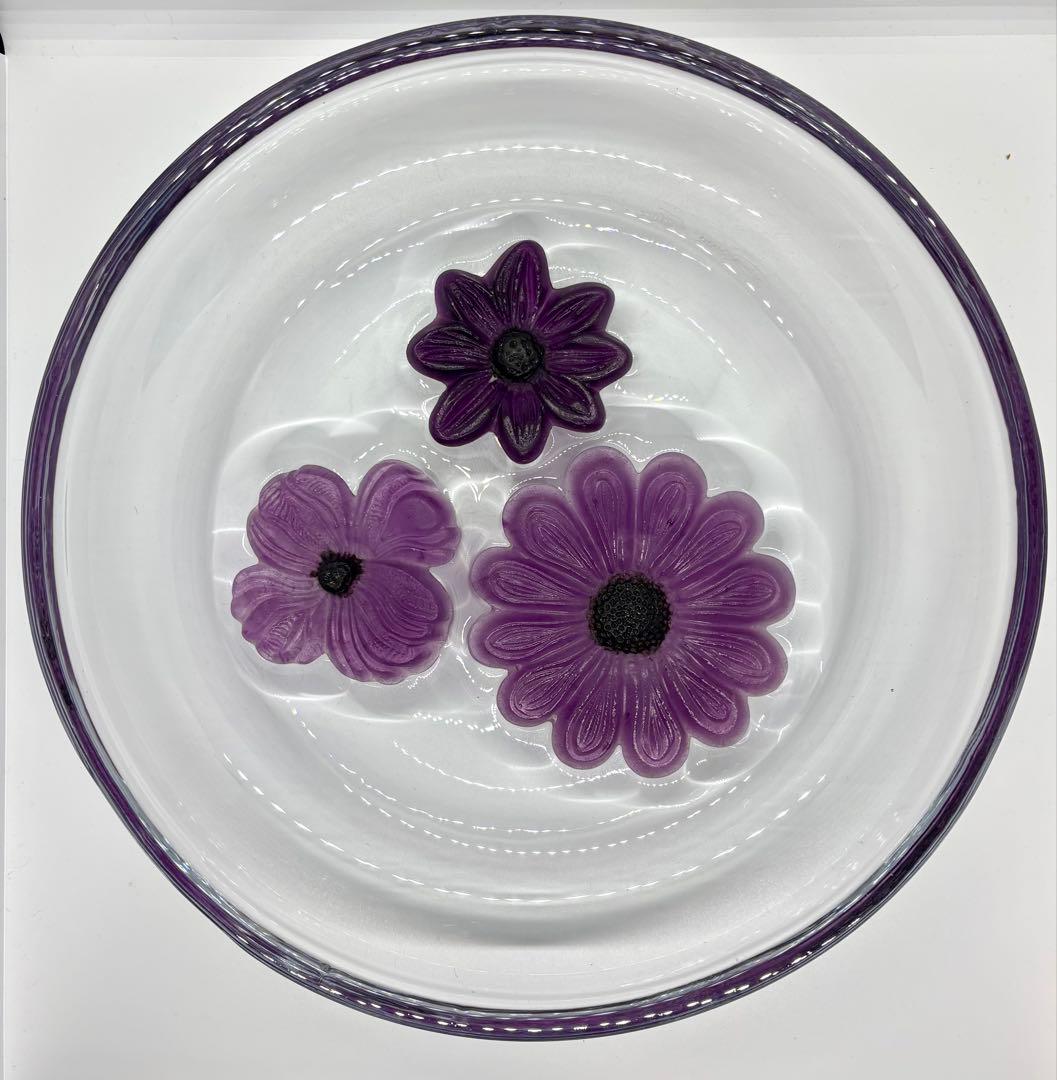 #Daum（ドーム） フランス　クリスタル フラワーモチーフ ボウル　P-3m