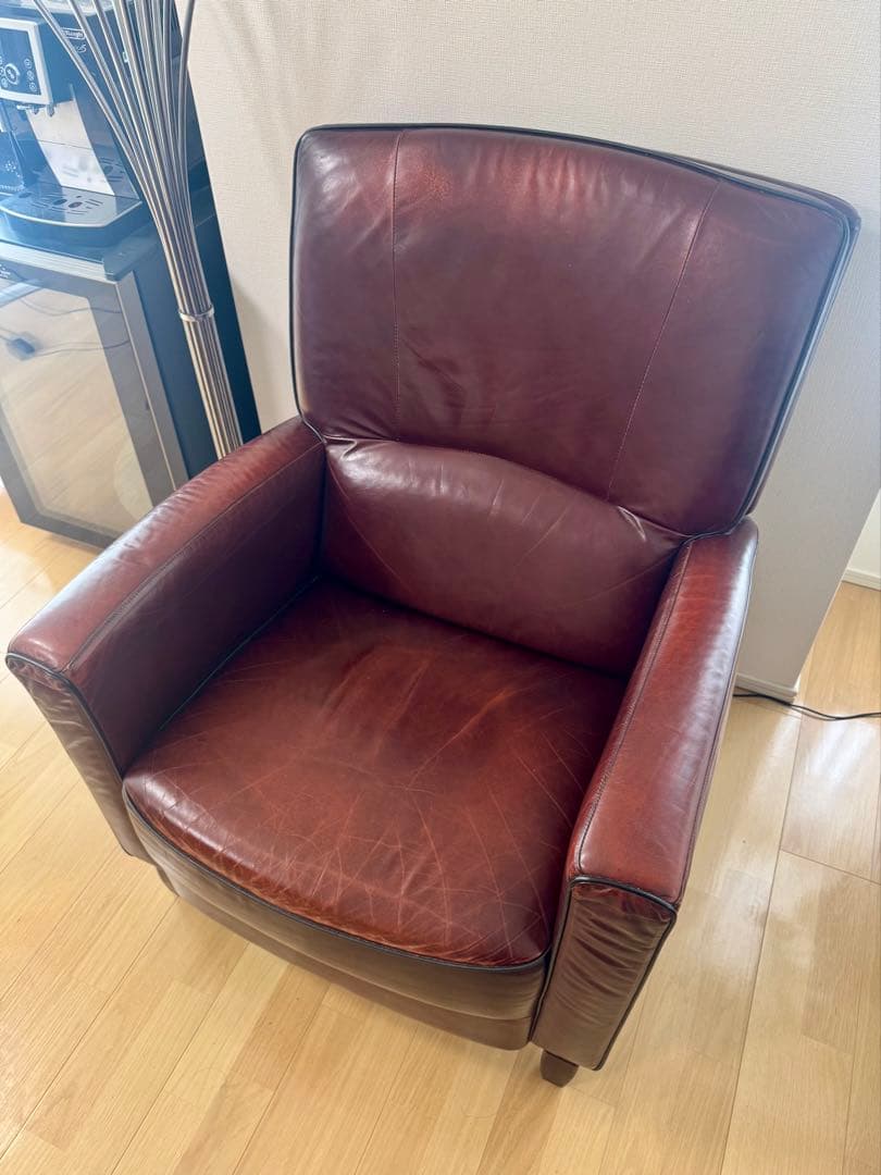 【美品】大阪市内に引き取り希望　アンティーク　本革シングルソファ