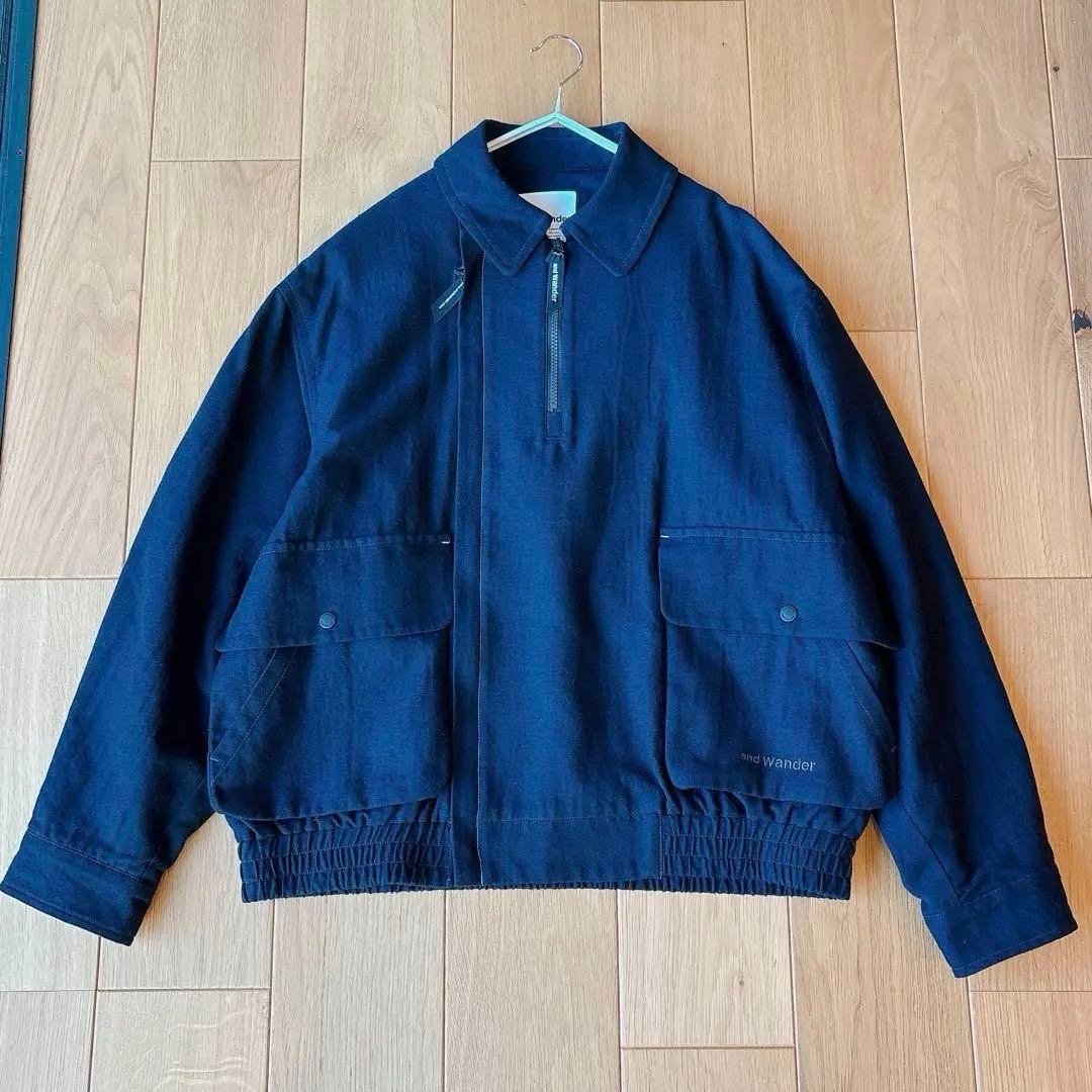 【美品・定価5.7万】and wander ジップアップコットンウールブルゾン