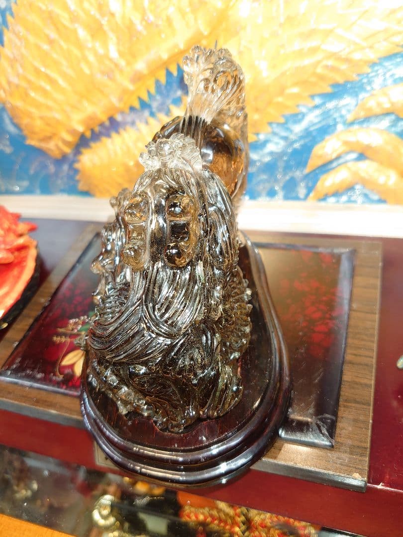 最強パワーストーン 双龍 スモーキールチルクォーツ  龍神【鑑定書付き】龍彫り㋯