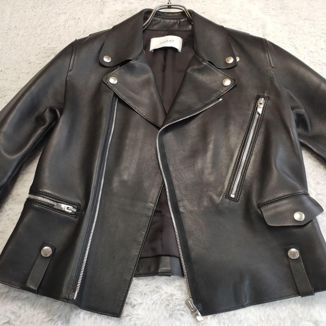 【未使用級】ASTRAET ラムレザー ダブル ライダースジャケット 羊革