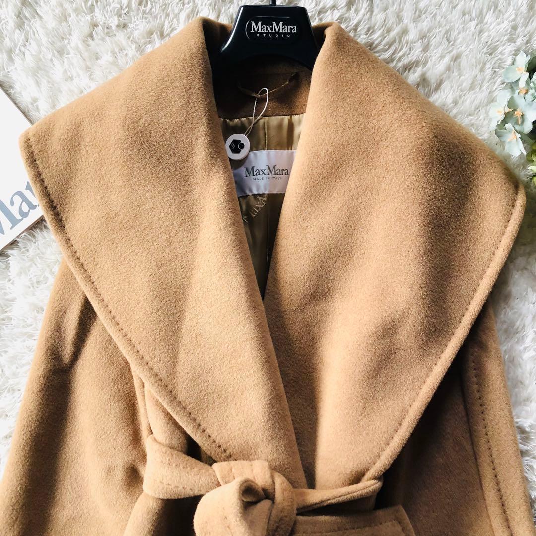 現行モデル✨極美品 マックスマーラ ベルテッドコート キャメル100% 34