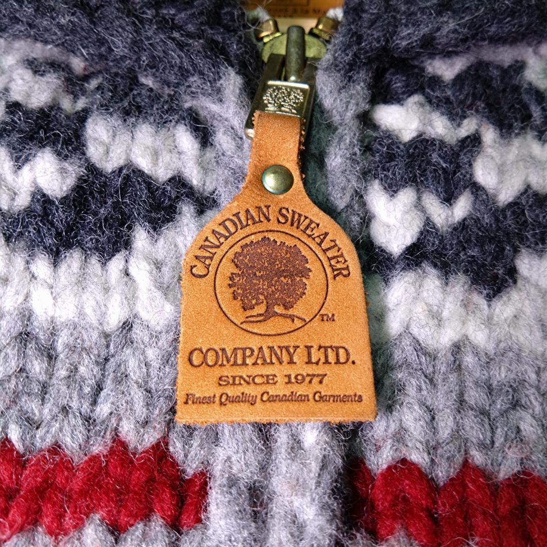 カナディアンセーター　ジップアップカウチン　Ｍ　コンドル　ハンドメイド　カナダ製