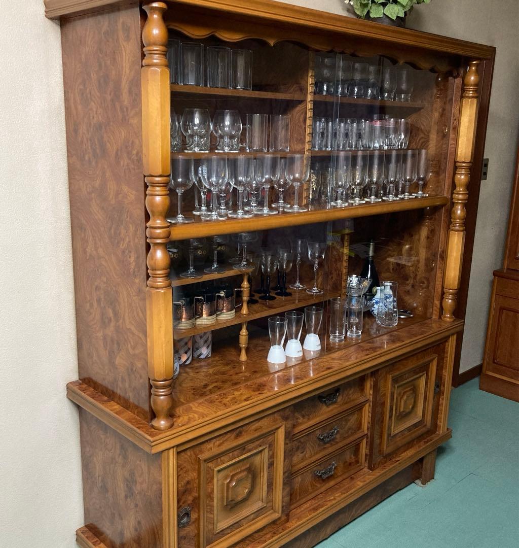 サイドボードキャビネット 約幅152cm×高さ175cm×奥行き45cm レトロ