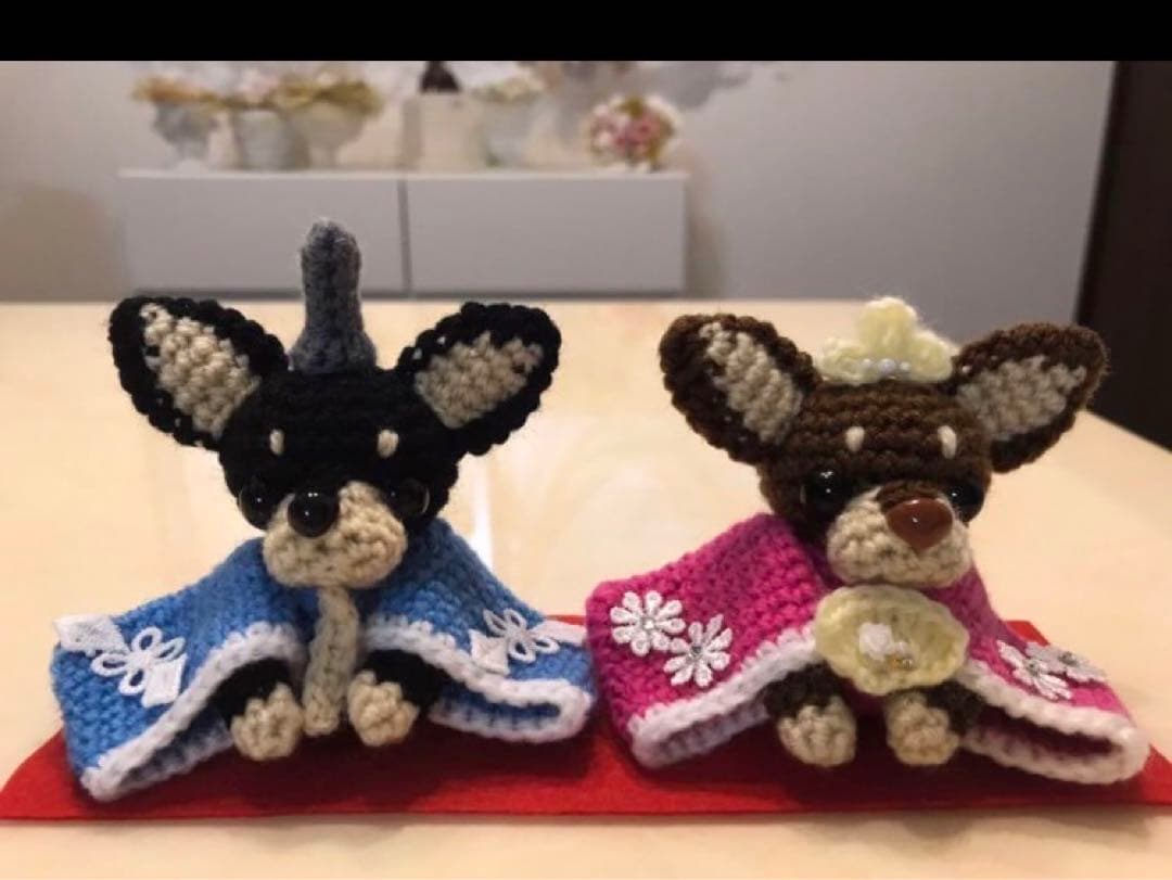 編みぐるみ♡トイプードル♡ひなまつり♡飾り♡インテリアコンパクト♡犬好きさん
