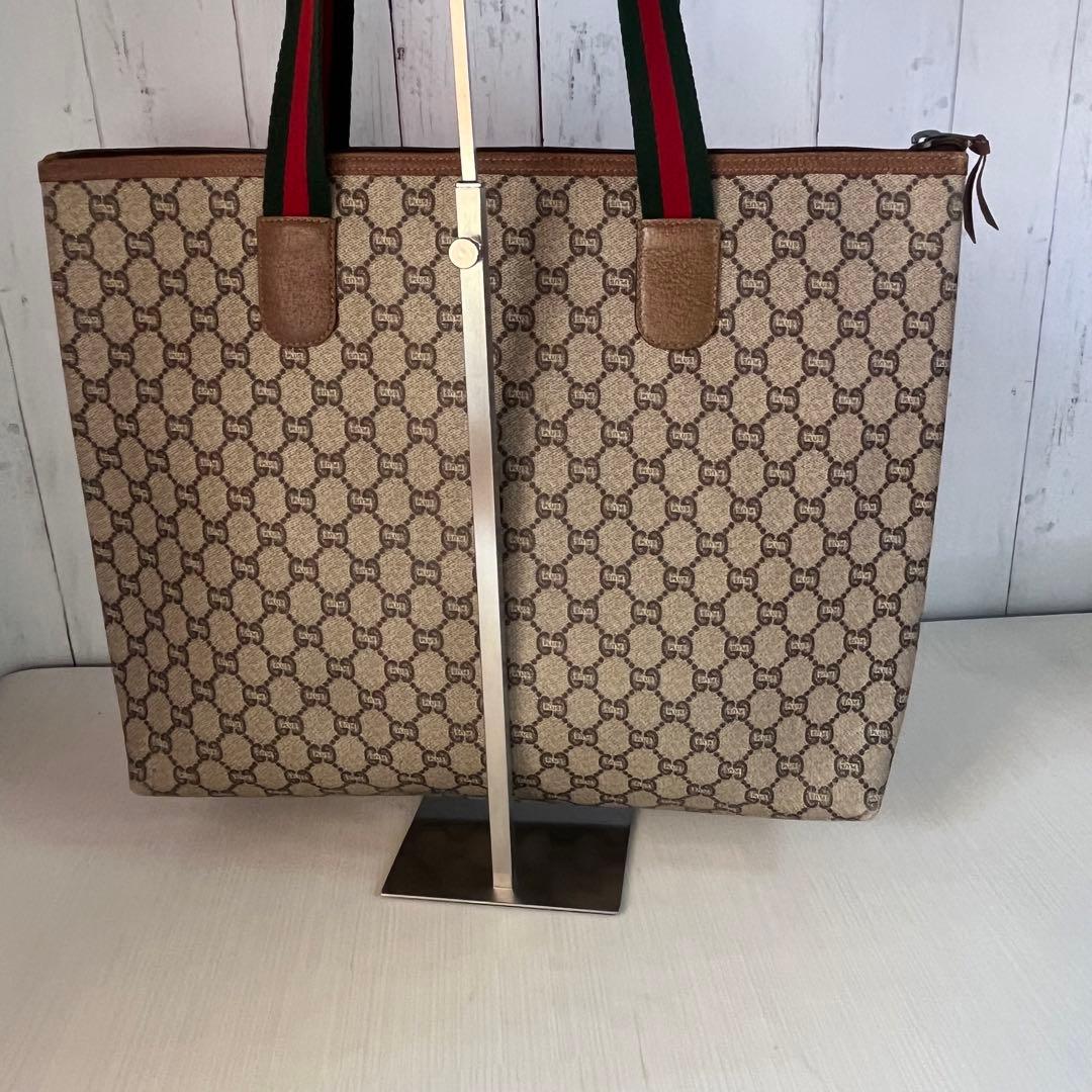 オールドグッチ トートバッグ シェリーライン GGプラス 大容量
