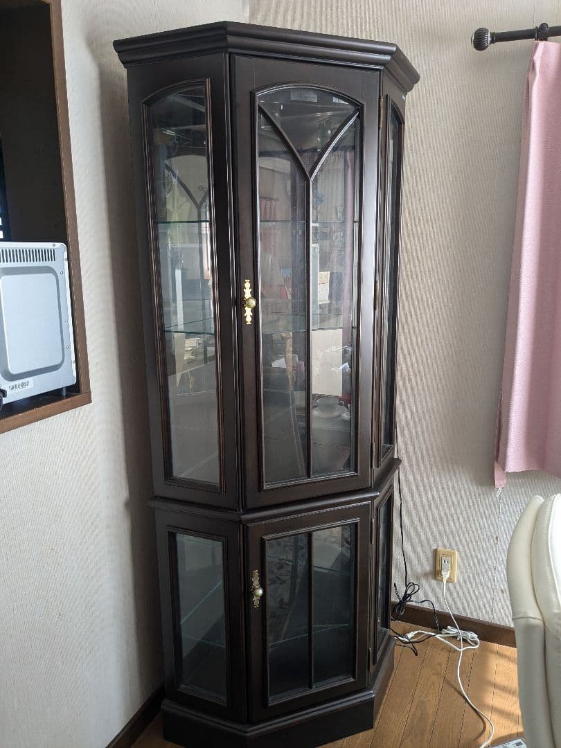 カリモク　アンティーク　コーナー　飾り棚　カップボード　キャビネット