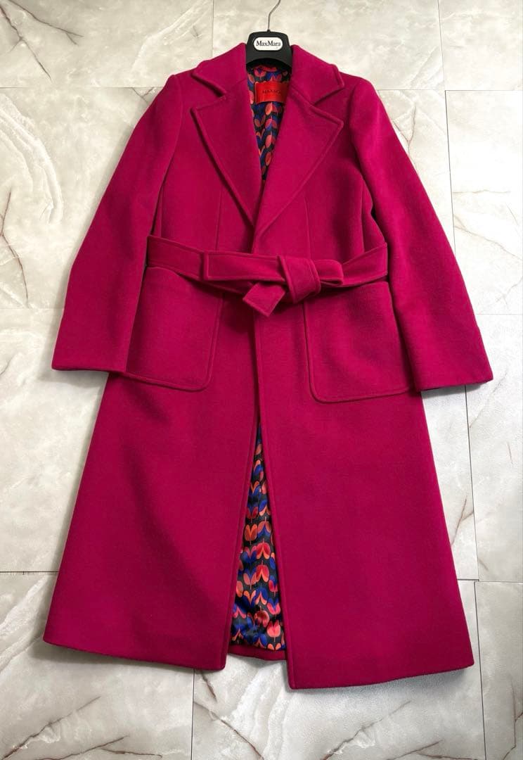 美品　マックスアンドコー　マックスマーラ　ロングコート　ピンクパープル　36
