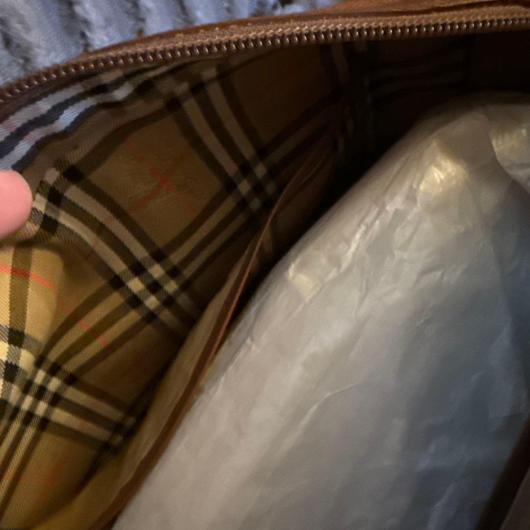 バーバリー 裏地ノバチェック ホースロゴ 自立 ハンドバッグ ミニボストンバッグ