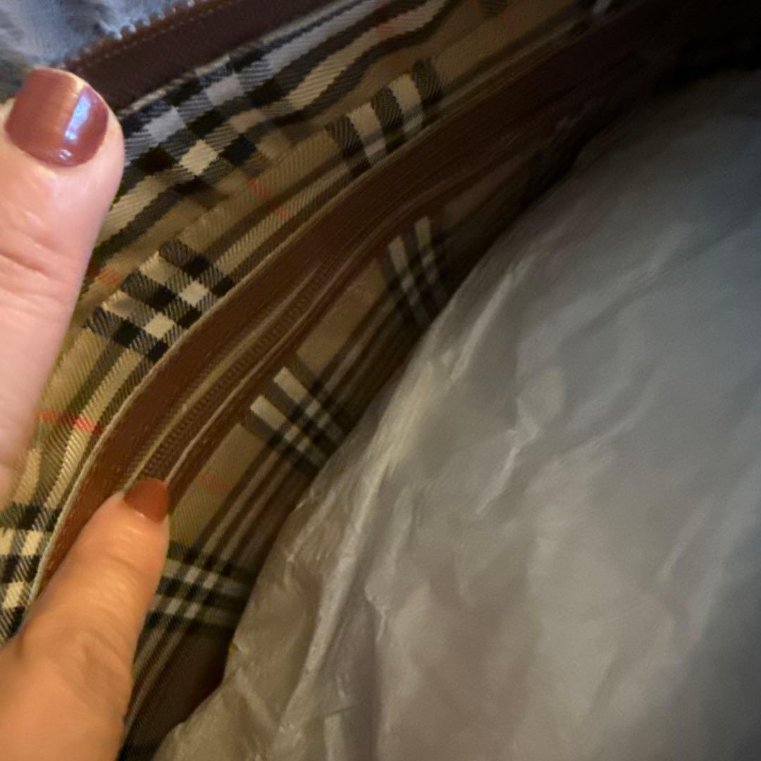 バーバリー 裏地ノバチェック ホースロゴ 自立 ハンドバッグ ミニボストンバッグ