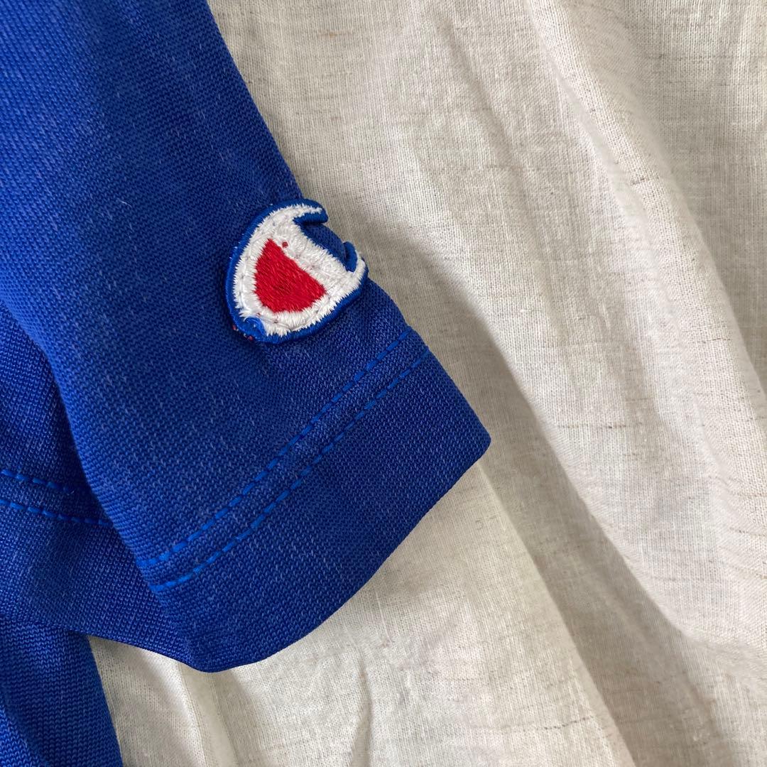 70s チャンピオン フットボールシャツ 割りと美品 ブルー 青 ビンテージ