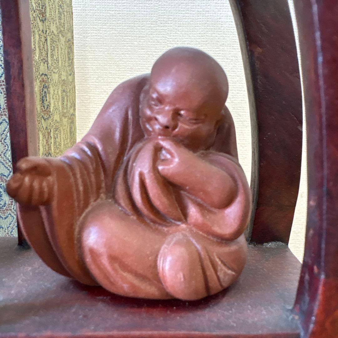 宣興微型紫砂　人形&飾り棚セット