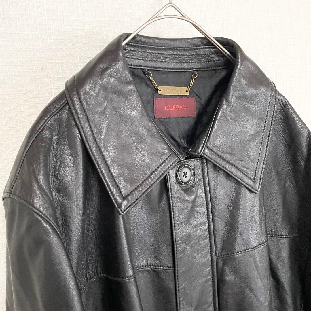 D'URBAN ダーバン レザーコート ブラック 古着コーデ