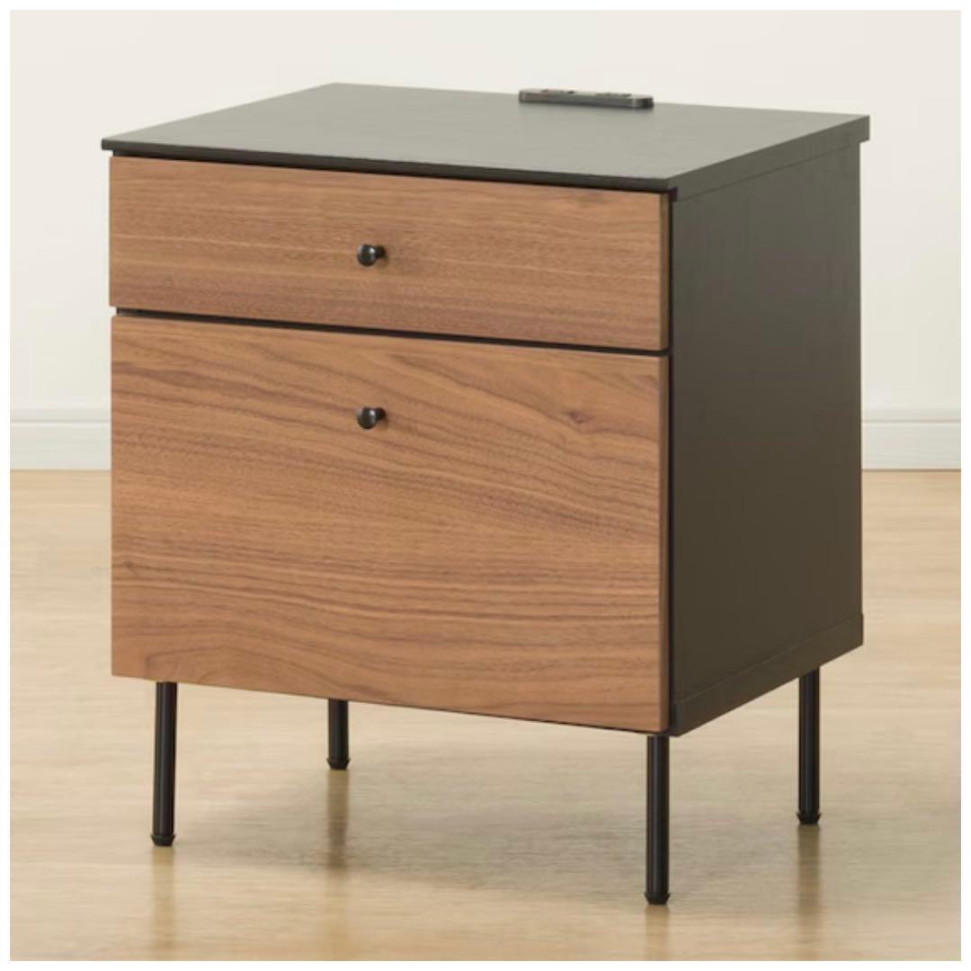 ニトリ　モリーナ サイドテーブル 2段引き出し コンセント付き