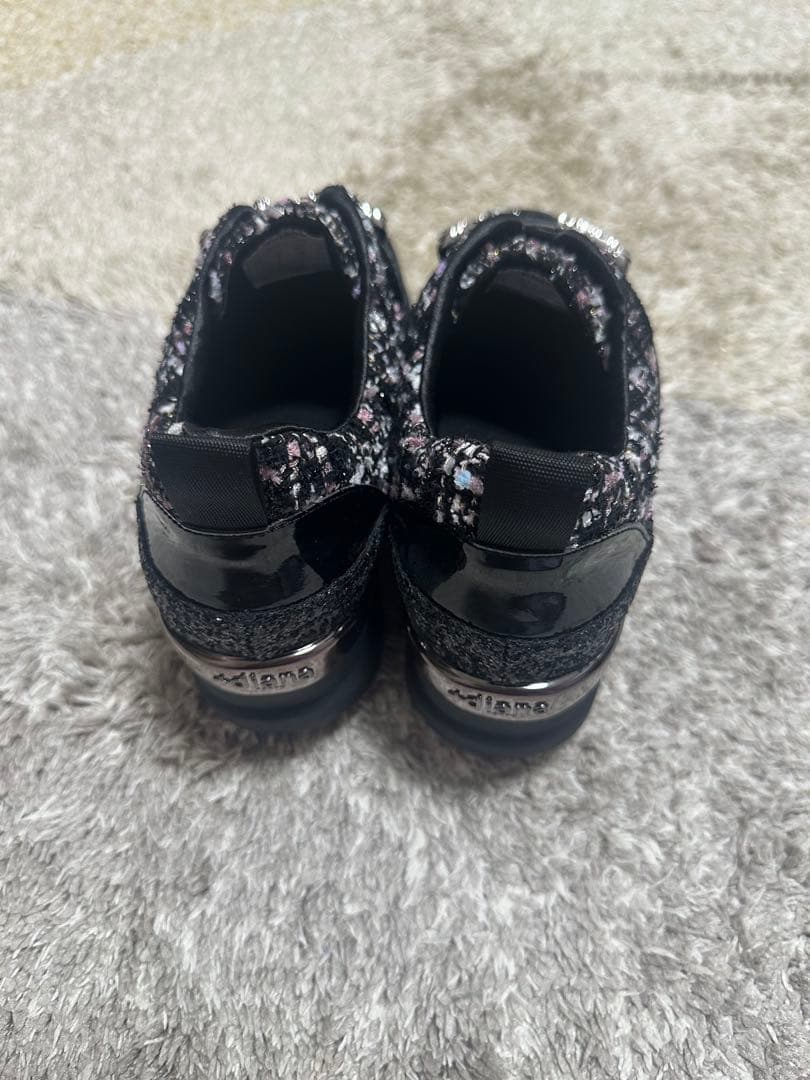 DIANA ダイアナ 靴 【6cm】クリスタルバックルヒールアップスニーカー