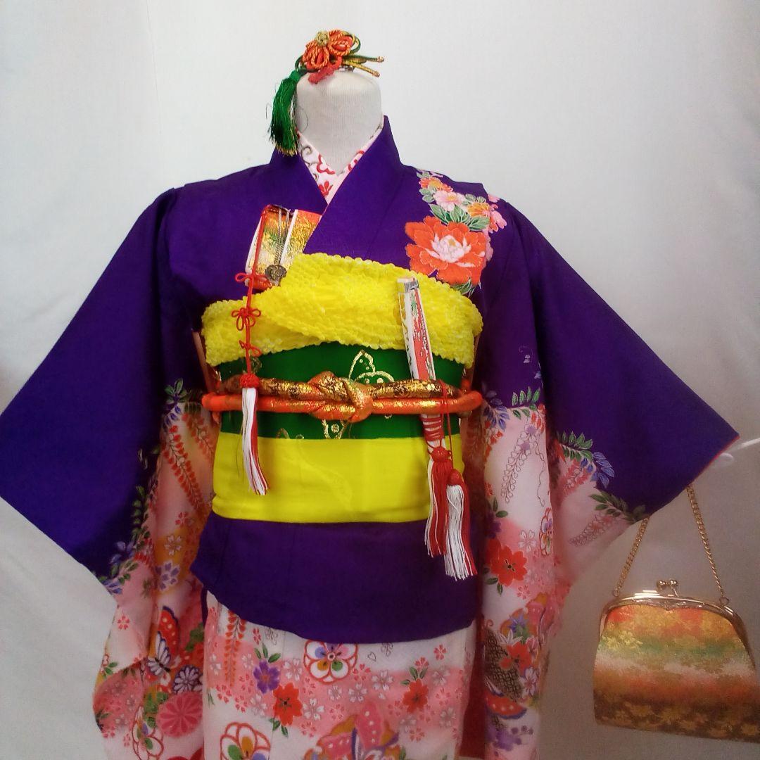 【七五三3～５歳】絵羽模様　★作り帯セット★筥迫セット　★髪飾り★足袋草履バッグ