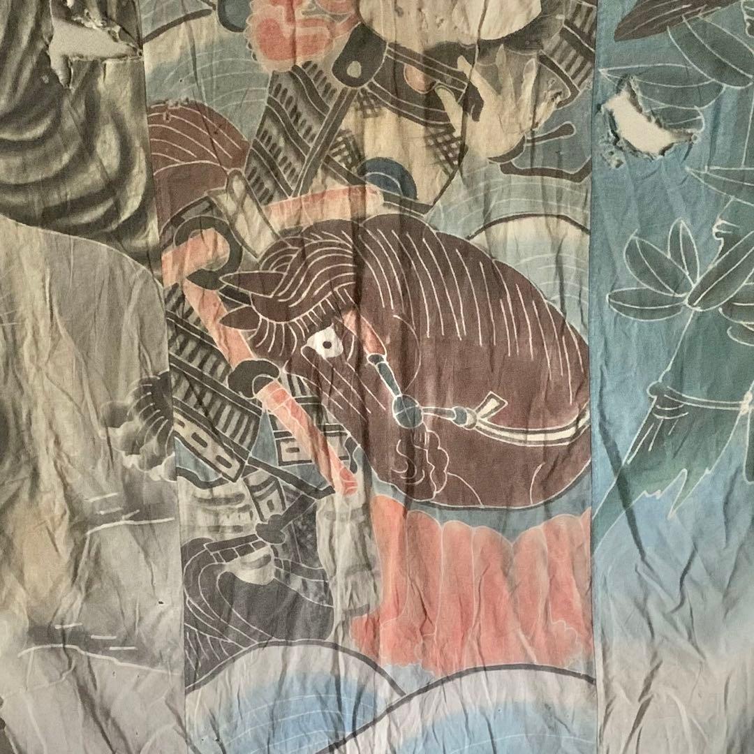 古い 木綿 筒描き 布団皮？ 古布 古道具 アンティーク