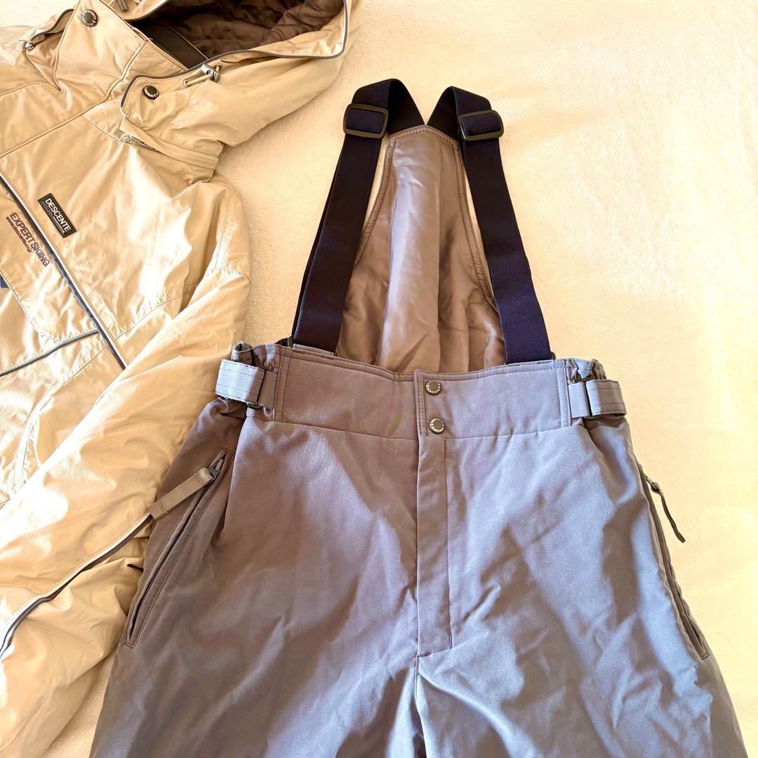 メンズ　L デサント　スノーボードウェア　スキーウェア　上下　ベージュ　グレー