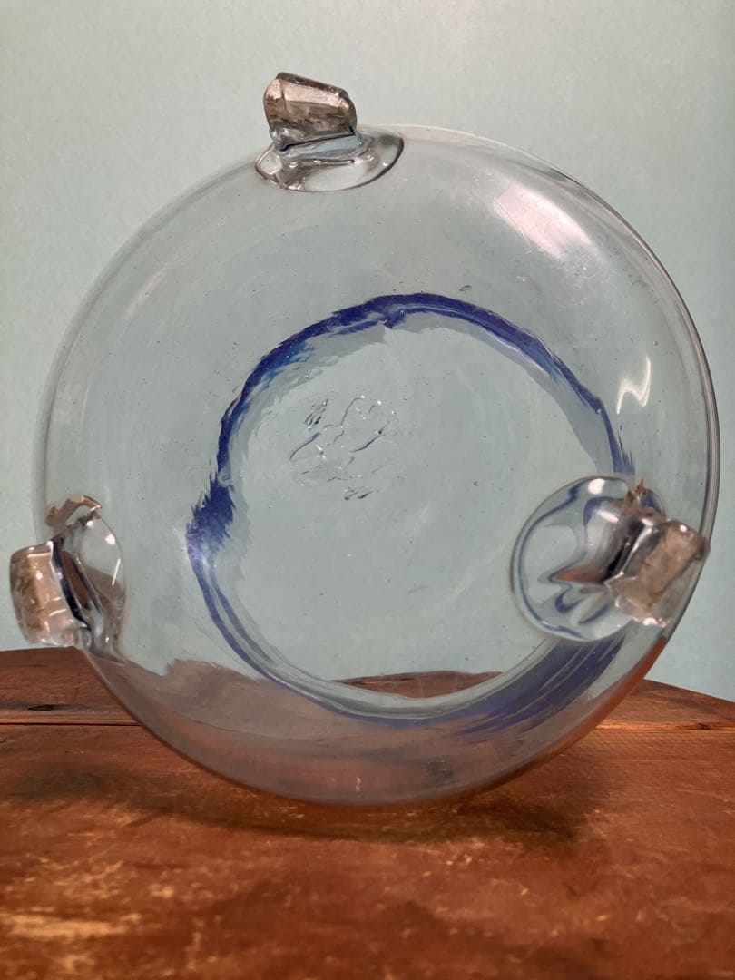 大正時代の吹きガラス製三つ脚金魚鉢◇レトロガラス◇和ガラス◇古ガラス◇古道具