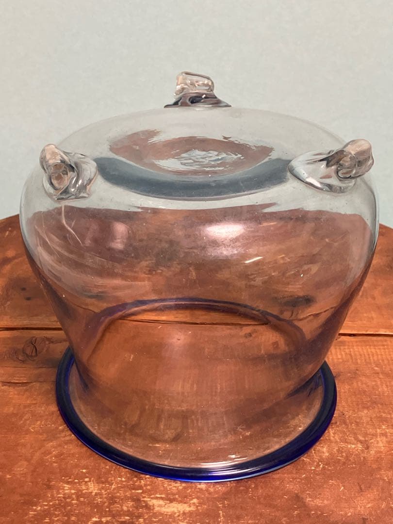 大正時代の吹きガラス製三つ脚金魚鉢◇レトロガラス◇和ガラス◇古ガラス◇古道具