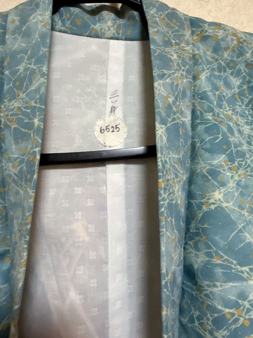 (七五三)3歳の男の子、3点セット羽織、緑色に黒のグラデーションが美しい6525